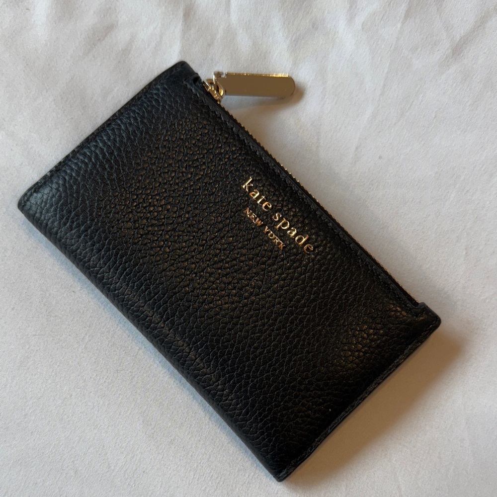 LAST CHANCE - Kate Spade Black Textured Wallet with Gold Accents